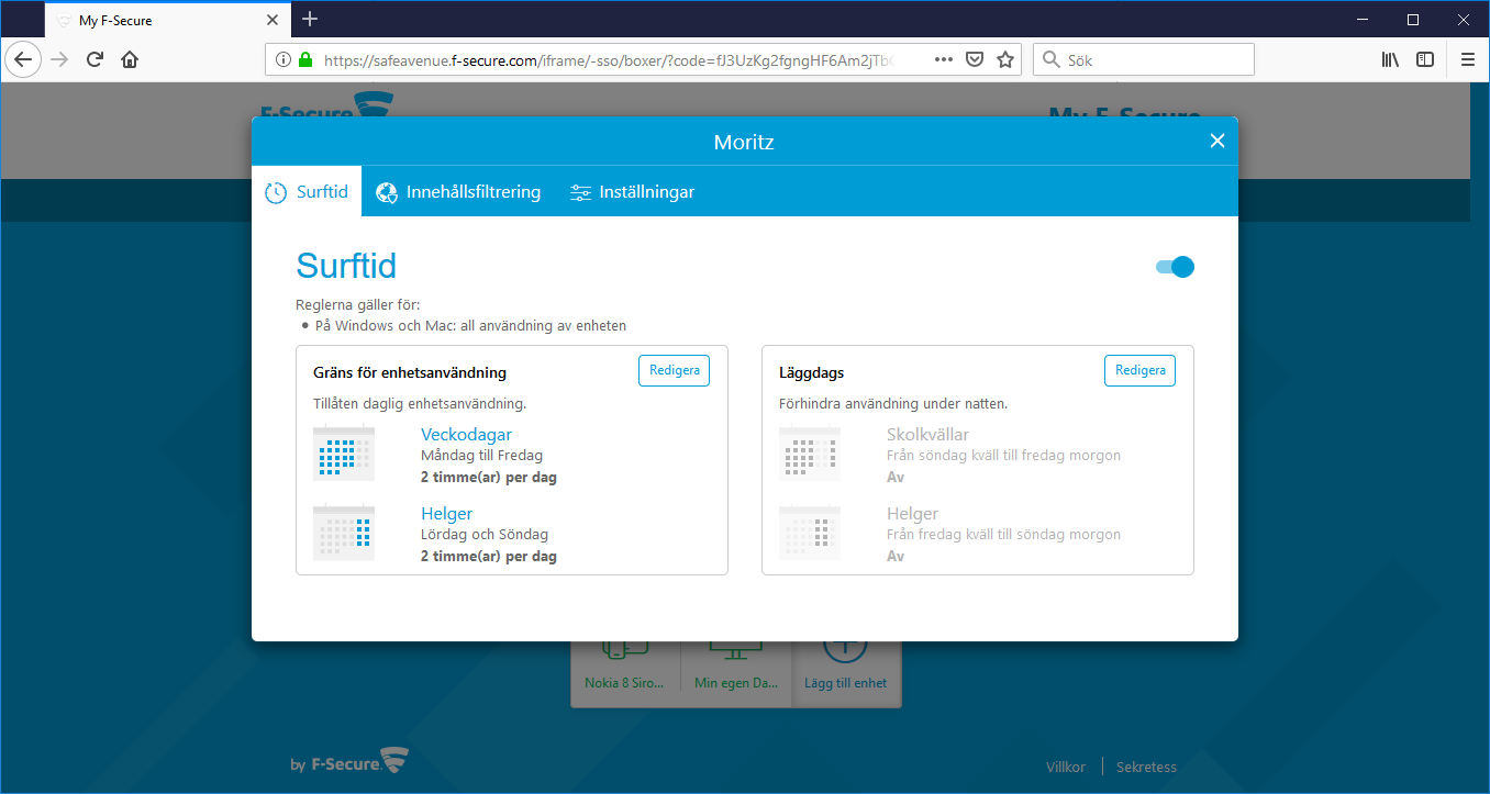 F-secure Safe - Aktivering familjeregler 8