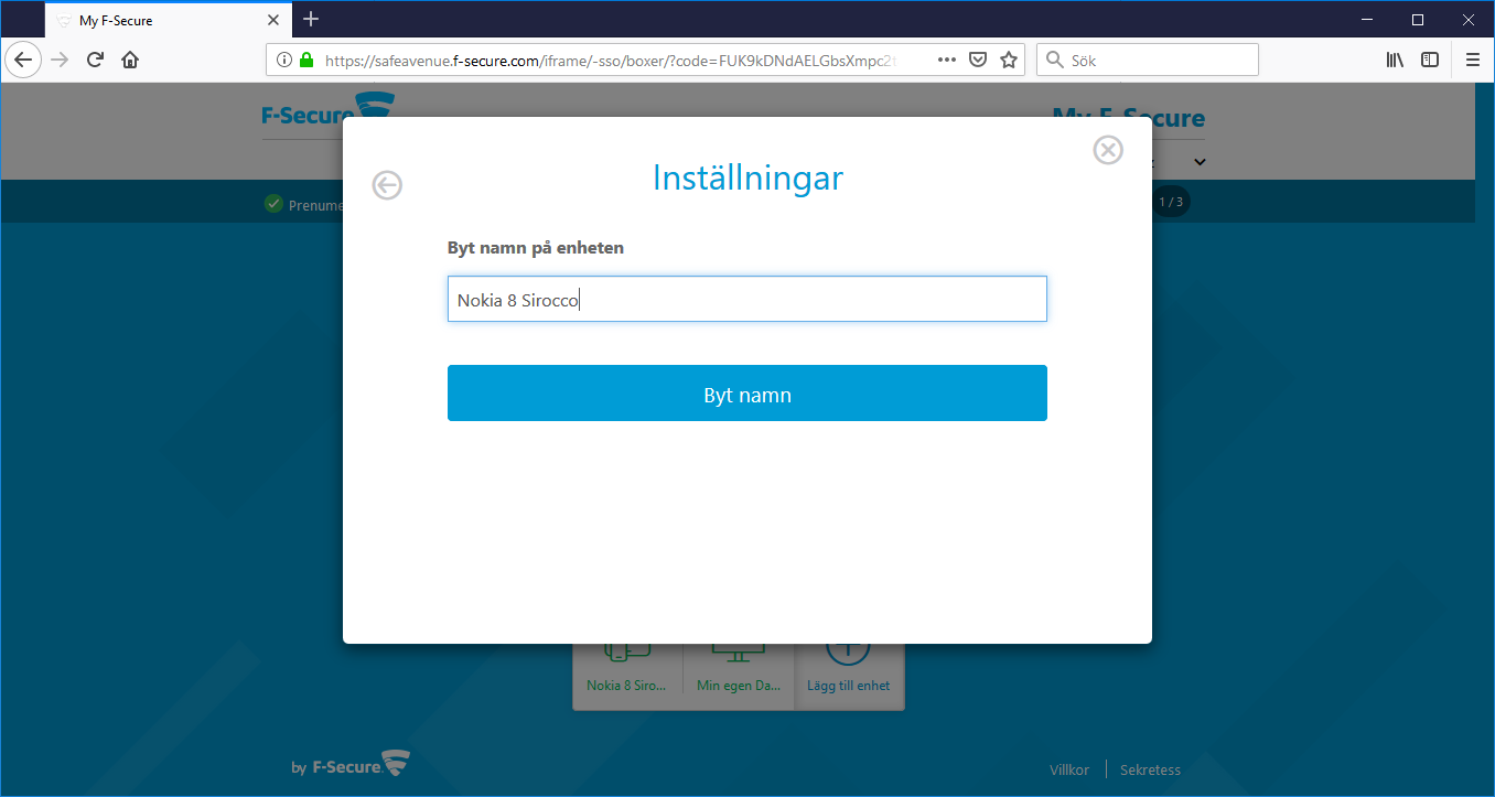 F-secure Safe - Byt namn 3