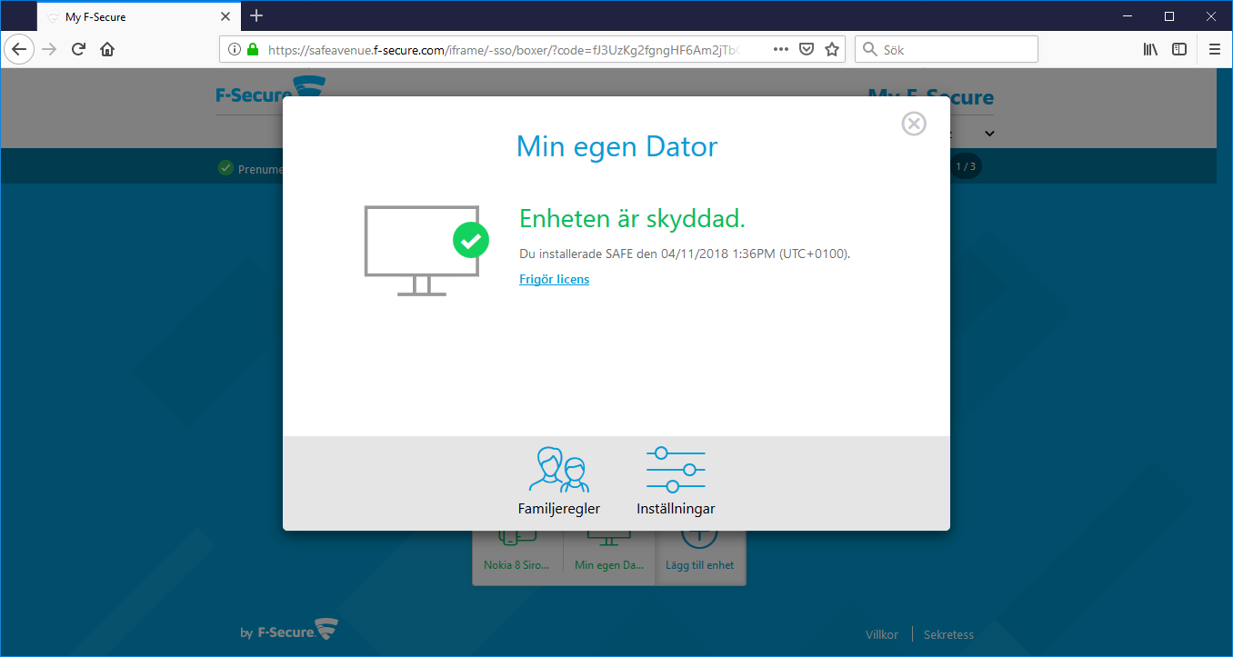 F-secure Safe - Aktivering familjeregler 5