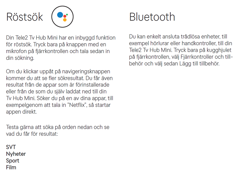 Tv Hub Mini Kom igång - Röststyrning och BT