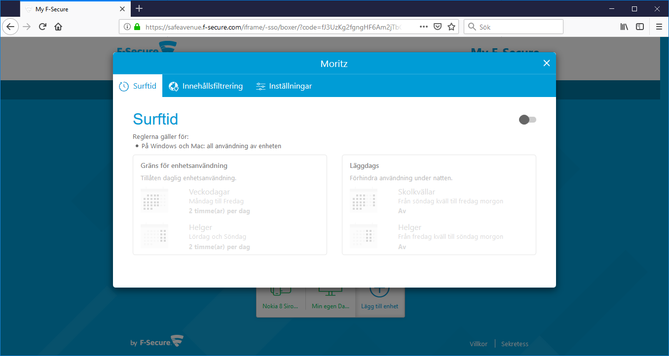 F-secure Safe - Aktivering familjeregler 6