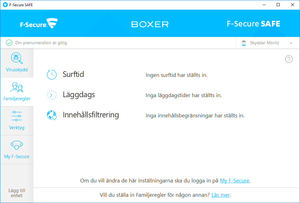 F-secure Safe - Aktivering familjeregler 2